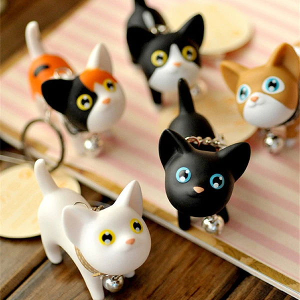 

New Fashion Cute Kate Cat Keychain Popular Versatile Rubber Keyring 5 Styles For Women Girl