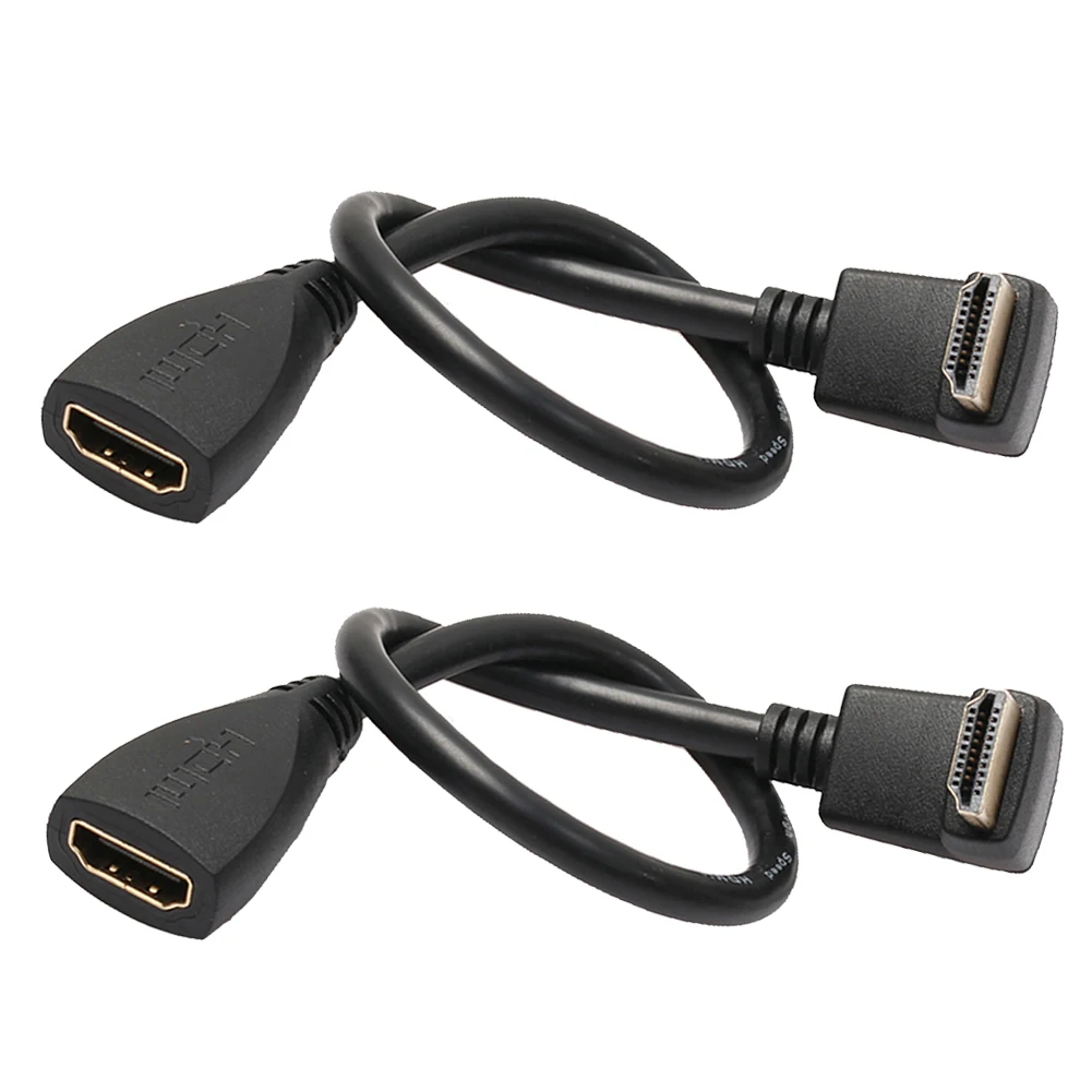 2pcs 0.3m HDMI Male to Female Cable HDMI 1.4V Full HD 1080P 90 Degree