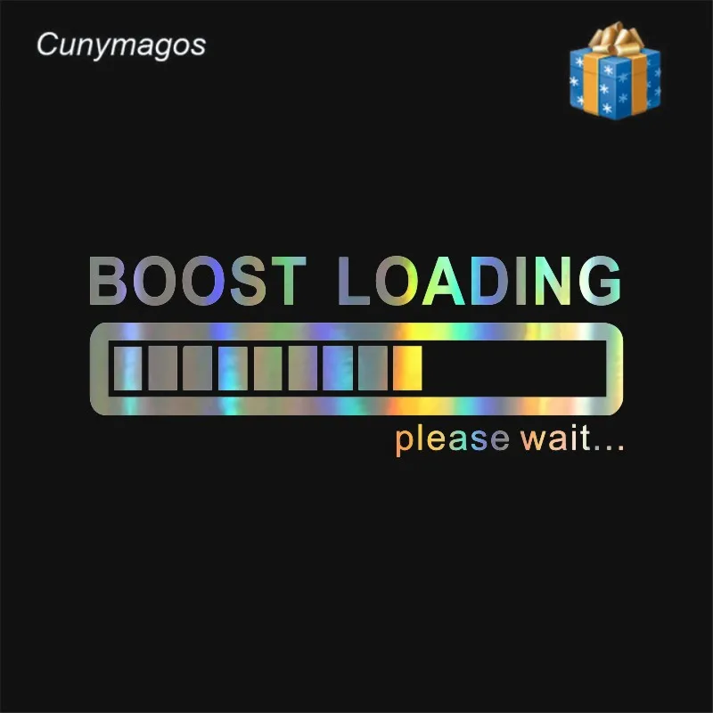

Creative Boost Loading Please Wait For Turbo Funny Car Stickers Car styling Black Silver Laser Motocycle Auto Stickers 14CM*5CM