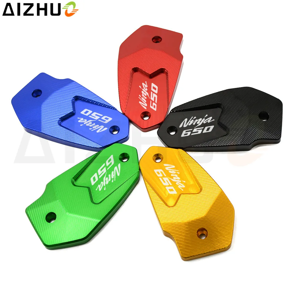 For Kawasaki Ninja 650 Ninja650 Motorcycle Cylinder Fluid Reservoir Cover Cap CNC Aluminum Ninja 650 LOGO Motorbike Accessories