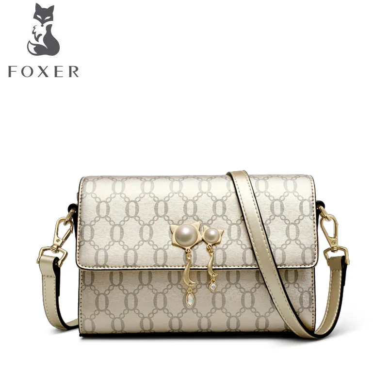 

FOXER luxury fashion 2018 new wave Korean version of the wild slung leather handbags fashion autumn and winter shoulder small sq