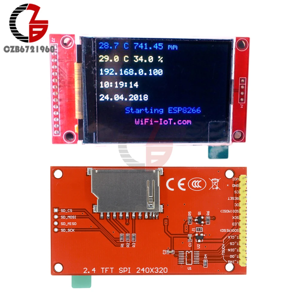 240x320 2,4 дюймов TFT lcd последовательный порт SPI модуль DC 3,3 V 5V PCB адаптер ILI9341 2," ЖК-дисплей Белый Micro SD слот для Arduino