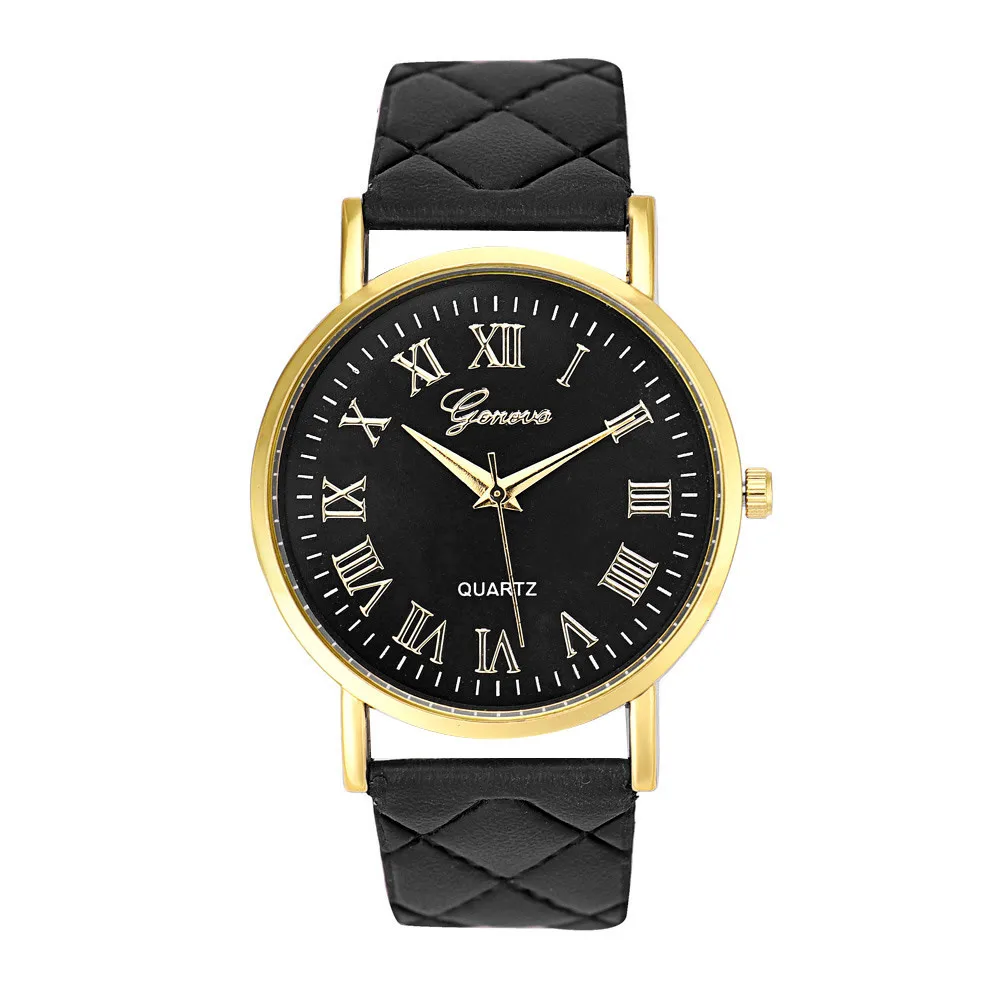 

2019 Fashion Women Geneva Faux Leather Analog Quartz Wrist Watch Ladies relogio feminino Dropshipping Roman numerals Dial B40