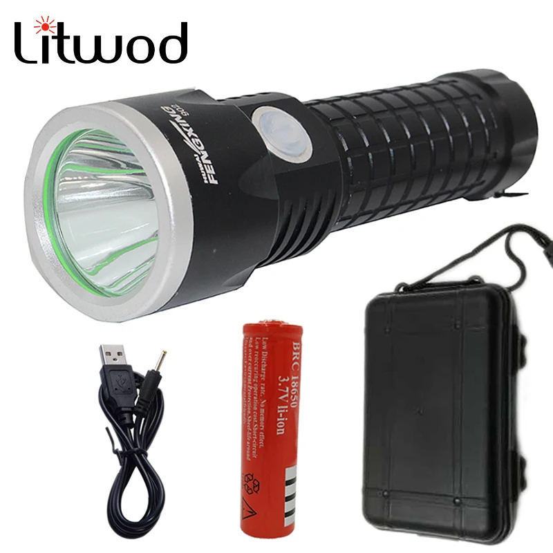 

Litwod Z30902 Led Flashlight Torch Waterproof XM-L T6 3800LM Stepless Dimming Rechargeable 18650 Battery USB Charger Tool Box