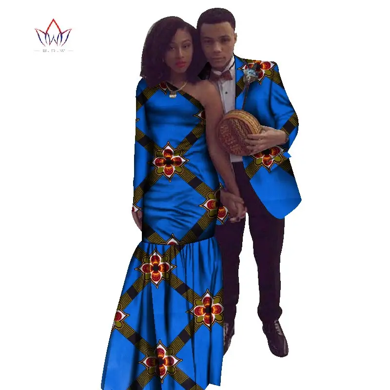 Год Африканский Дашики для wo для мужчин осеннее платье Базен Riche мужской вечерние костюм Русалка партии Vestidos плюс размеры хлопок 4xl BRW WYQ17 - Цвет: 9