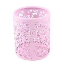 Бледно-розовый металлический цилиндр ручной работы цветок карандашом ластик держатель Контейнер