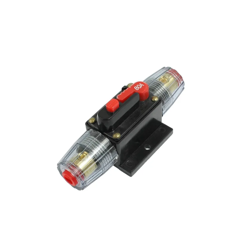 

Car Auto Accessory DC 12V 80 Amp Audio Stereo Circuit Breaker Manual Reset Replace Fuse Holder For System Protection