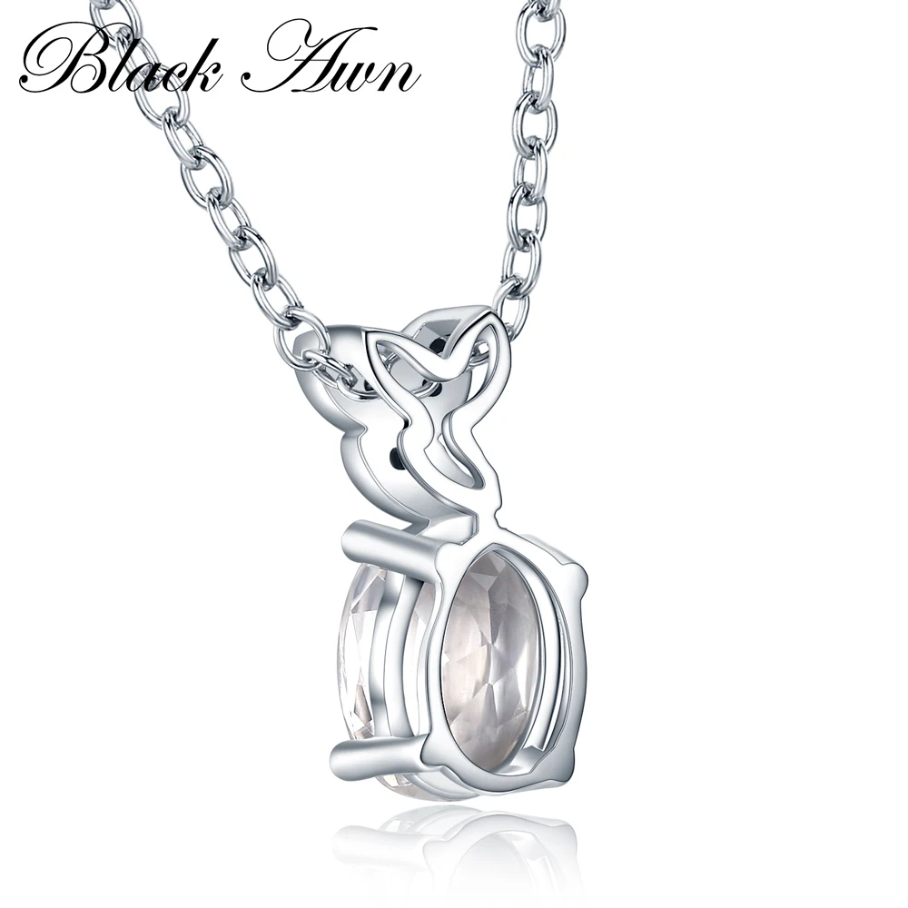 [Черный ость] Цветок 925 пробы Серебряные Ожерелья Подвески Мода обручальное ожерелье для Для женщин P034