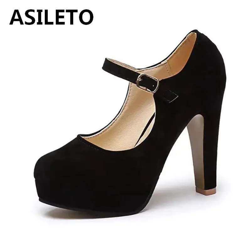

ASILETO Women High Heeled Shoes office workers Spike Heels Pumps Platform Shoes woman Buckle Party Footwear Size 34-39 S1269