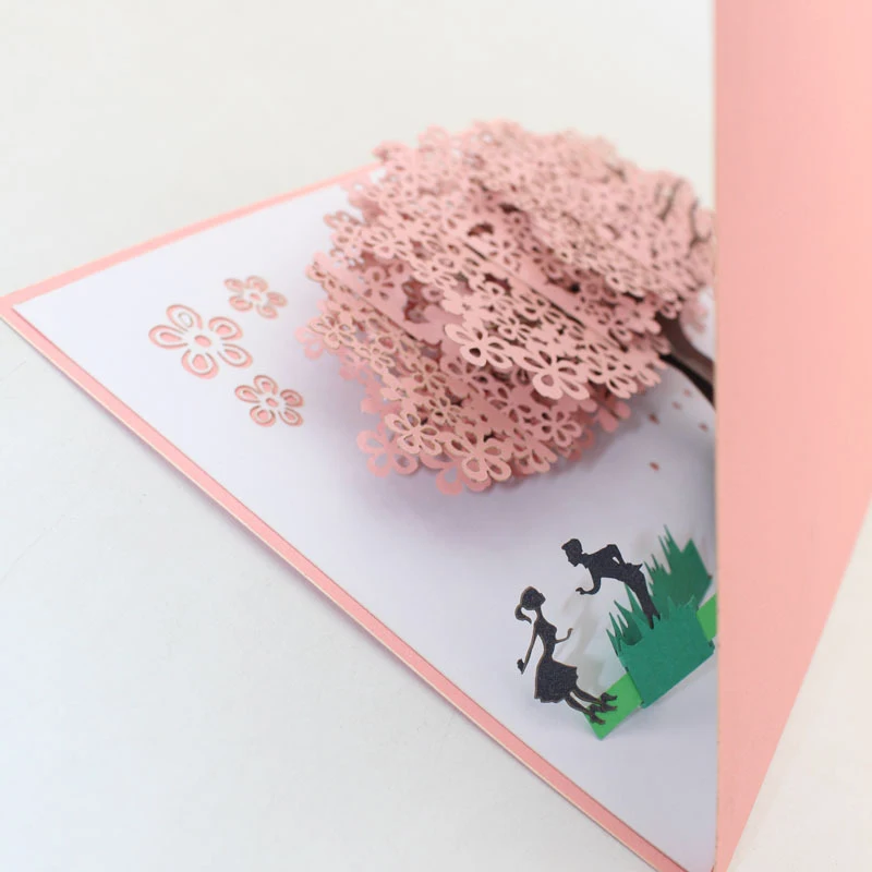  3 Kind 3D Laser Cut Handmade Father's Day Mother's Day Valentine's Day Sakura Tree Paper Invitation - 33016648468
