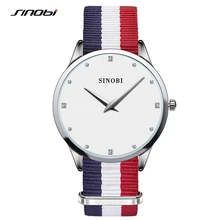 Sinobi de cuarzo señoras de las mujeres rhinestone relojes de pulsera correa de nylon de 30 metros impermeable montre femme vestido relojes mujer 2017