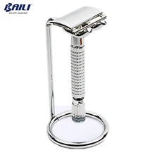 BAILI Мужская Парикмахерская ручная Классическая традиционная Безопасная бритва с двойным лезвием+ подставка для бритья/держатель+ чехол BD171