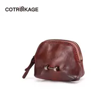 COTRUNKAGE мини-кошелек для женщин, милые кошельки из натуральной кожи, винтажный кошелек ручной работы, сумка-мешок на молнии для девочек