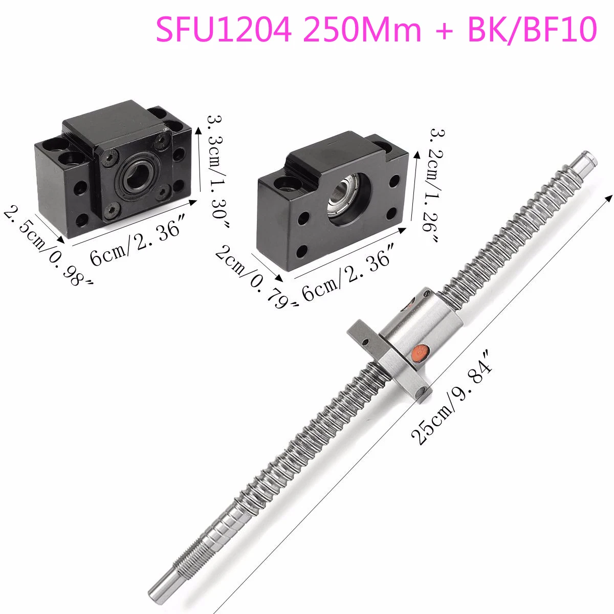 

Antibacklash Ball Screw SFU1204 Length 250mm With Ballnut BF/BK10 End Support Kit Machining Stainless Steel Ball Screw Fittings