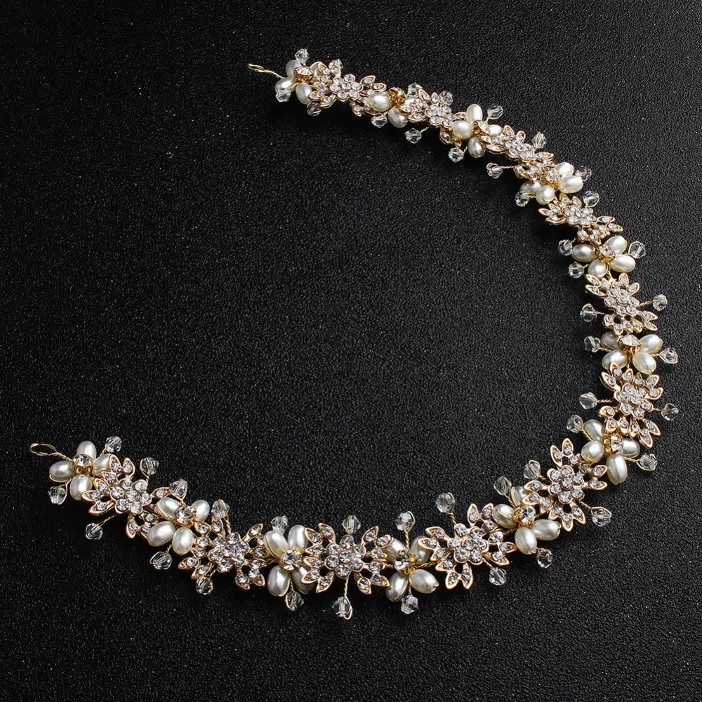 

Wedding dress accessories Wedding handmade fashion headwear Rhinestone alloy pearl hair band Bride wedding accessories headband