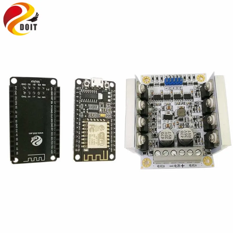 DOIT Nodemcu Development Board based on ESP8266+ Big Power Motor Driver Board Kit for Control 2wd/4wd Robot Tank Car Toy doit c300 smart robot car chassis controlled by android and ios phone based on nodemcu esp8266 4wd car diy android toy robot