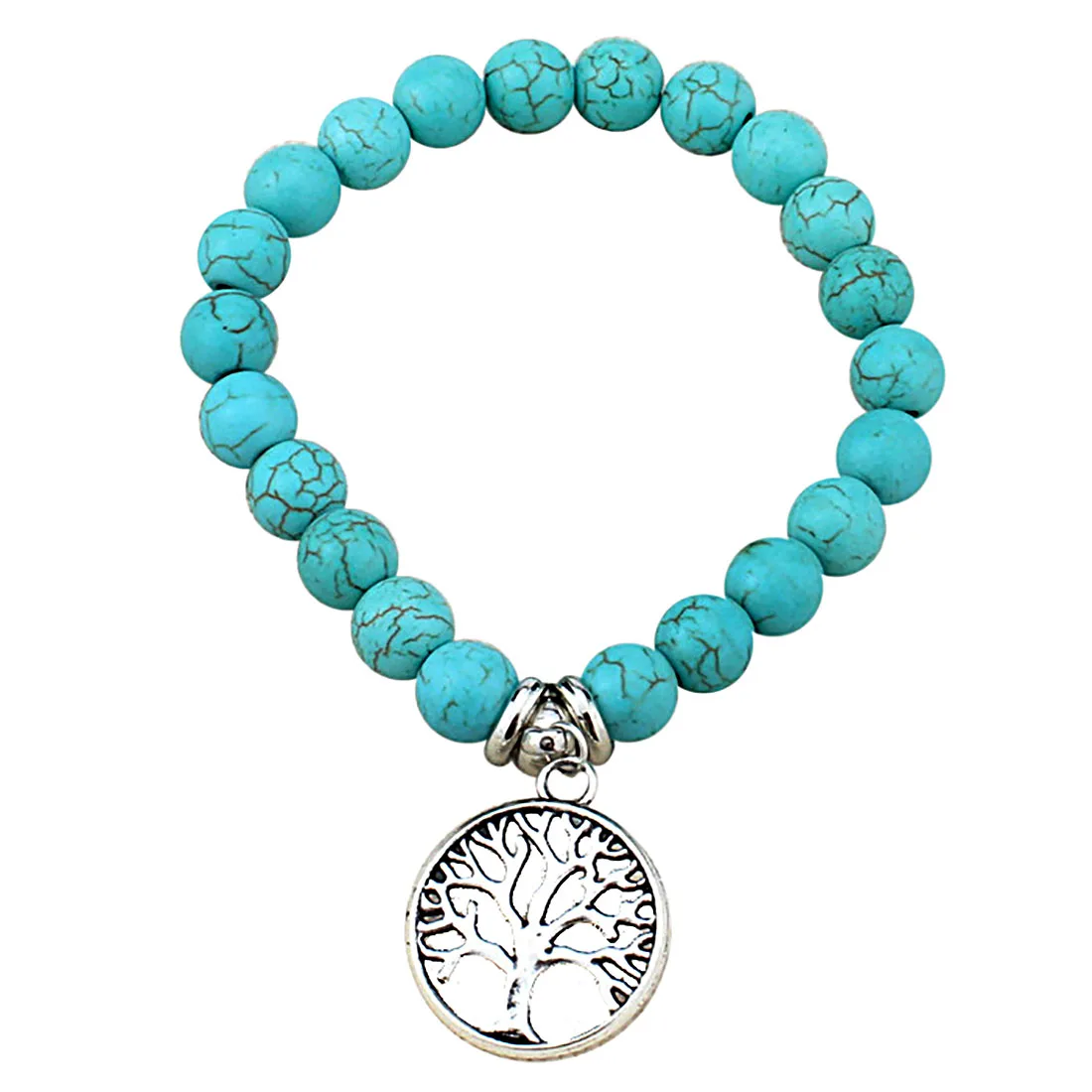 

Boho Vintage Turquoises Bracelets for Women Men Cross Tree Fish Hand Pendant Charm Bracelets & Bangles Fashion Jewelry