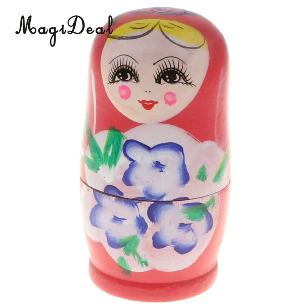 5PCS Wooden Russian Nesting Dolls Matryoshka Stacking Nested Dolls Toys Christmas Gifts Home Decoration for DIY Hand Painted