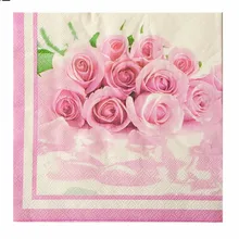 20 винтажных салфеток, бумажные Цветочные салфетки, цветок, розовая роза, декупаж, свадебные, вечерние, на день рождения, сервилеты, декоративный носовой платок
