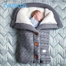 Детский спальный мешок, уплотненный конверт, зимняя детская коляска, спальный мешок, трикотажный спальный мешок, пеленка для новорожденных, Вязаная Шерсть Slaapzak