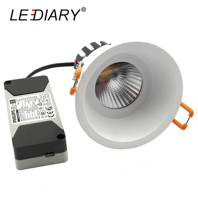 

LEDIARY 75mm Cut Hole Aluminum Replaceable Light Source COB Downlight Round Ceiling Lamp Isolated CE Power 220V 6W/10W/15W