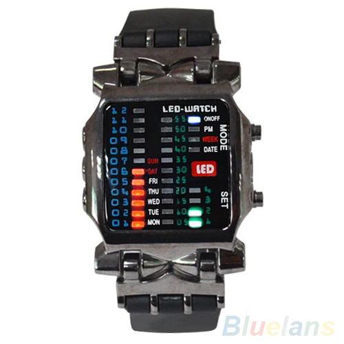 

SANWOOD Fashion Creative Luxury men woman Binary LED Digital Date Square Dial Casual Sport Plastic Band Wrist Watch heren horl