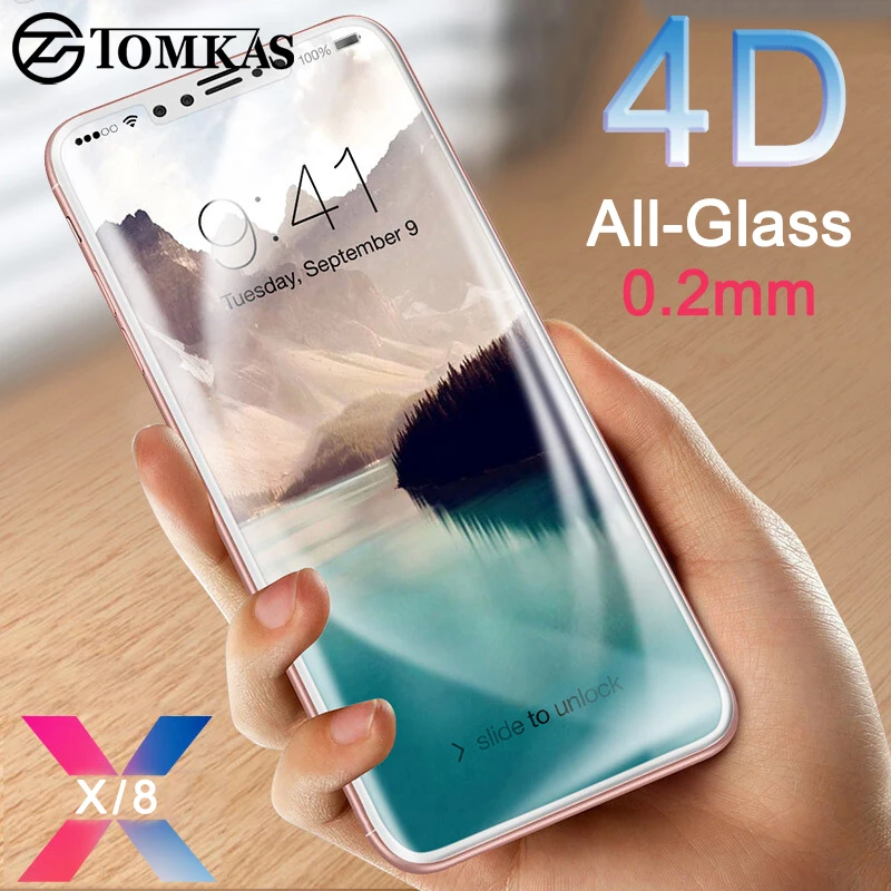 Tomkas мм 0 2 закаленное стекло для iPhone X 8 10 протектор экрана полное покрытие плюс