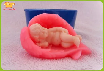 

LXYY new 3 d Angel wings soaps soft silicone mold sleeping baby angel three-dimensional mold soap mold