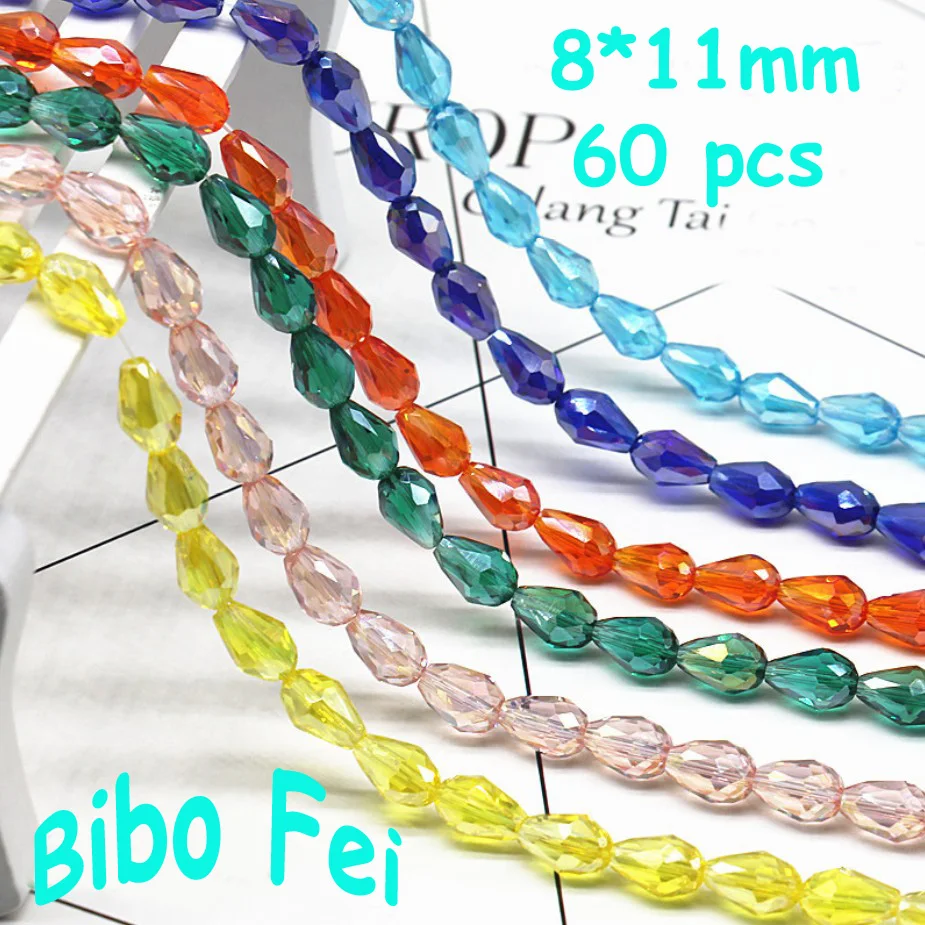 

Free shipping multi color 8*11mm 60PCS Czech crystal beads,Tear Drop Crystal ,Pendant Beads, bracelet necklace Jewelry Making