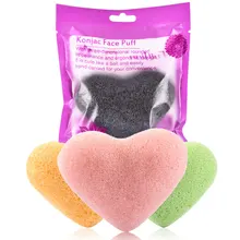 Лица Чистящая губка артефакт натуральный аморфофаллюс коньяк в форме сердца мяч стиральная Очищающая мука лица спонж для очищения макияж инструменты