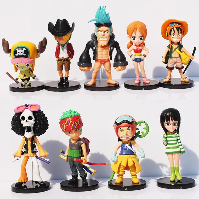Best Price Retail  9pcs/set Anime One Piece Mini Action Figures The Straw Hats Luffy/Roronoa/Zoro/Sanji/Chopper Figure Toys Free Shipping