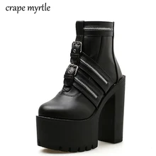 Platform shoes Fashion Thick Heel Ankle Boots for Women High Heels Autumn Winter Woman Shoes punk boots platform shoes YMA472 Platform shoes Fashion Thick Heel Ankle Boots for Women High Heels Autumn Winter Woman Shoes punk boots platform shoes YMA472