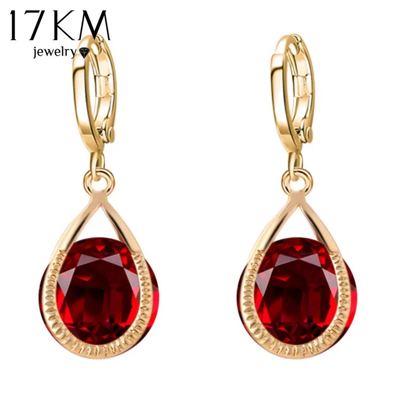 

17KM Long Crystal Water Drop Earrings Brincos Boucle Oreille Gold Color And Silver Color Earrings For Women Accessories