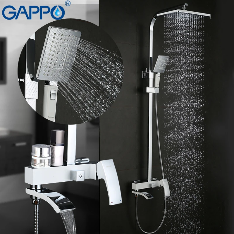 

GAPPO Shower Faucets white bathroom waterfall shower taps bathtub faucet mixer tap rainfall shower set Bath tub tap