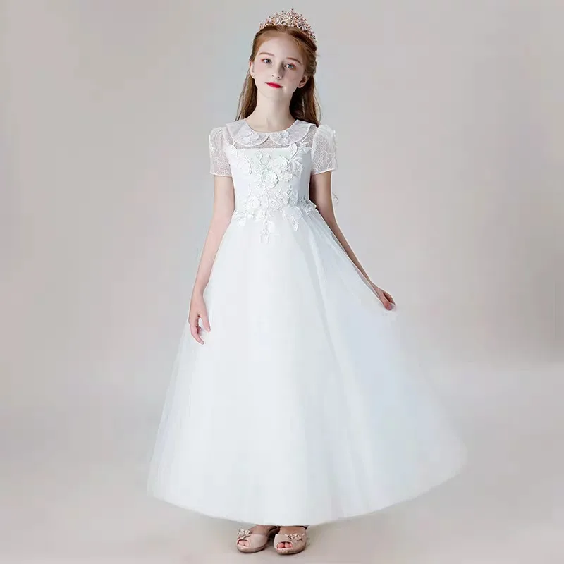 white style 3 Роскошное белое платье принцессы для девочек 3-14 лет на день рождения и свадьбу; длинное платье модельного шоу; праздничное платье на фортепиано - Цвет: white style 3