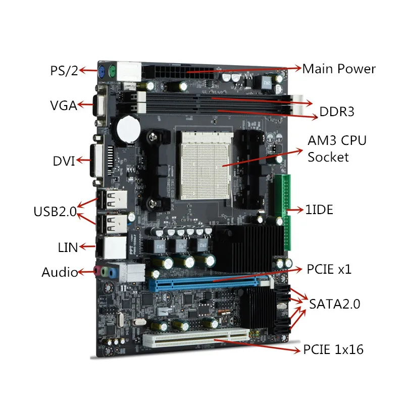 Новая материнская плата A78 настольная AM3 поддержка DDR3 16G 938 pin CPU VGA DVI IDE SATA2.0 PCIE