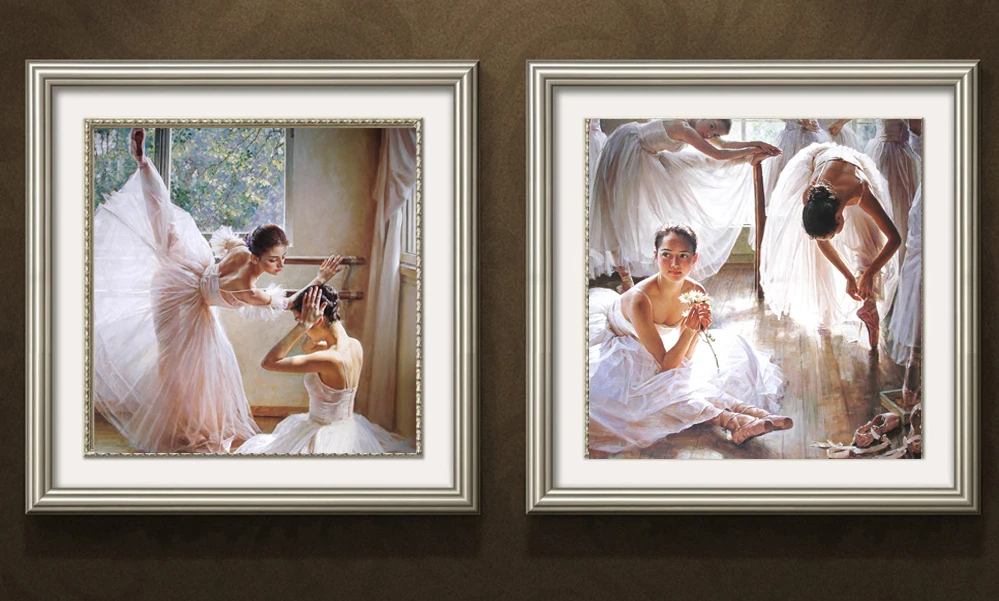 

modern decorative art home decoration canvas paintings ballet girls show human portrait art 2 panels