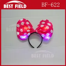 120 шт/партия, оригинальное украшение, светодиодный головной убор, Женская мышь, светящаяся, в горошек, банты, повязки на голову, Свадебная вечеринка
