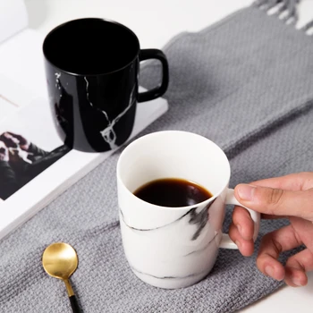 

Nordic Marbled Mug Cup Hand Milk Coffee Tea Breakfast Cup Black&White