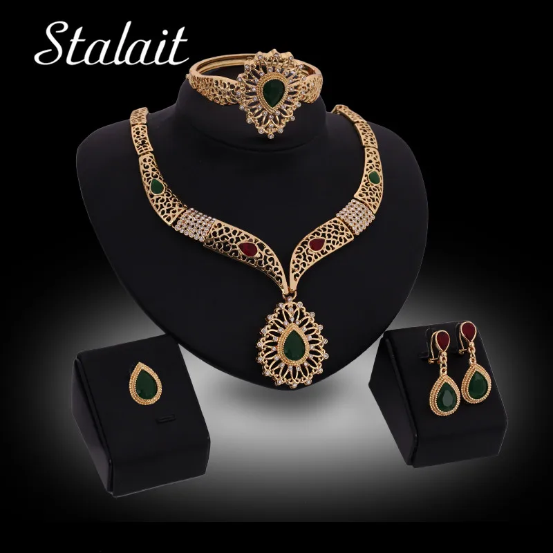 

Gold Color Jewelry Sets Gold Color Necklace Sets Cubic Zirconia Water Drop Jewelry set