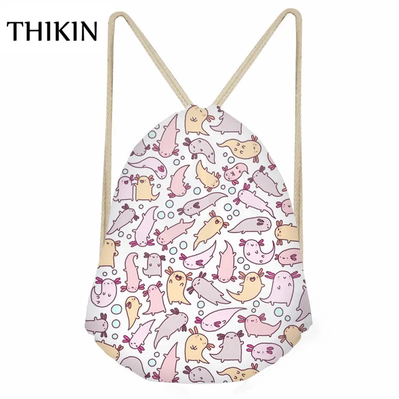 

THIKIN Adorable Axolotls Art Print Sports Draw-string Bag 2019 Causal Women Backpacks Sport Bags for Girls Custom Beach Bolsos