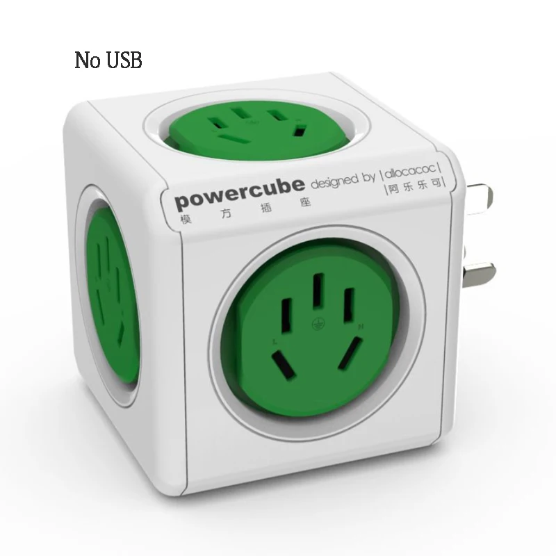 Allocacoc smart plug powercube электрическая usb-розетка для Австралии, Новая Зеландия, удлинитель, универсальный адаптер для путешествий, дома - Цвет: green