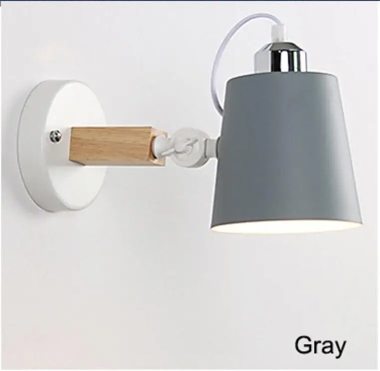 MDWELL современный стиль E27 светодиодный настенный светильник скандинавский металлический абажур настенные светильники для коридора спальни прикроватный светильник настенные бра - Цвет абажура: Grey