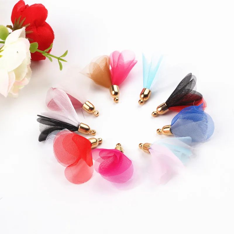35mm New Fashion Colorful Satin Flower Tassels Pendants For Jewelry Making Of Earring Cellphone Plush Keyring Handmade Accessory 35mm New Fashion Colorful Satin Flower Tassels Pendants For Jewelry Making Of Earring Cellphone Plush Keyring Handmade Accessory