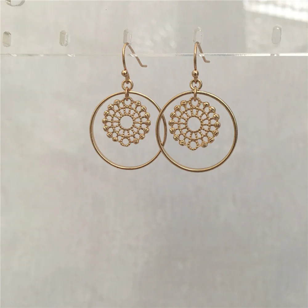 

Outer circle with hollow disc drop earring