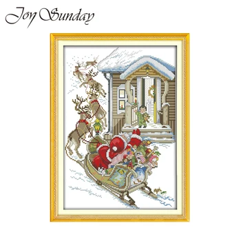 

Christmas Eve Pattern Cross Stitch Kit Printed Water Soluble Canvas White Cloth 11 14CT DMC Embroidery Set Home Decor Needlework