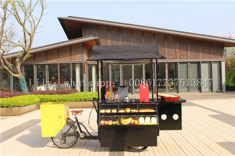 commercial fruit vending cargo trike pedal food bike fast food snack tricycle for sale