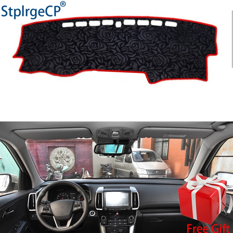 

Rose Pattern Non-slip Car Dashboard Cover Dash Mat Pad DashMat ANti-UV Car Sticker for Hyundai ix35 ix 35 2018 2019 Car Styling