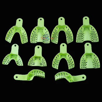 

10pcs /Set Green Plastic Dental Impression Trays Plastic Teeth Holder Central Supply