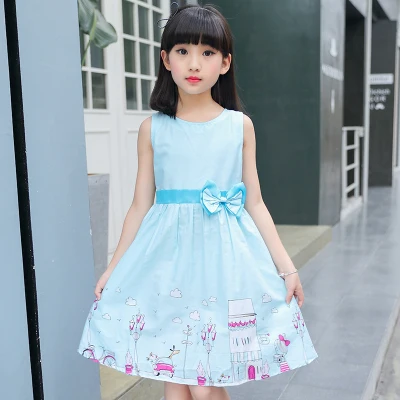 Новая детская одежда платье для девочек платье принцессы хлопковое летнее платье с цветочным принтом - Цвет: Коричневый